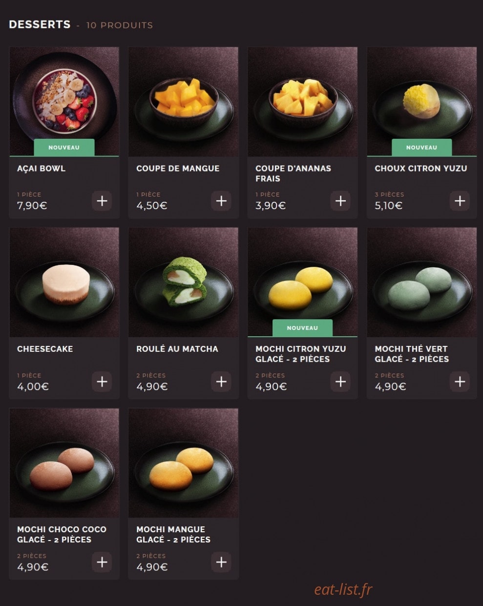 Côté Sushi — carte page 10