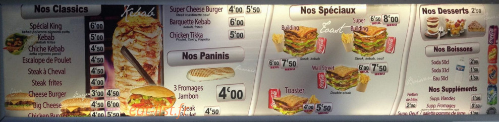 King Kebab — carte page 1