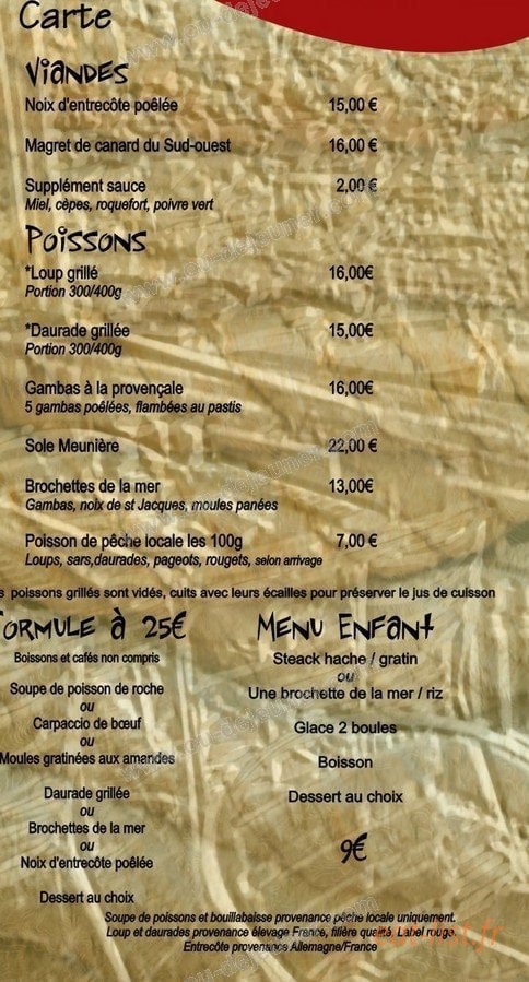 Carte et menu de La Marine des Goudes à Marseille 8 — La carte suite et les menus