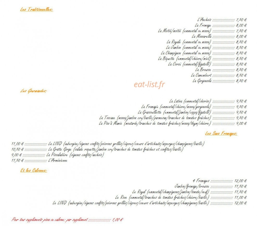 La PIizz a Lino — carte page 1