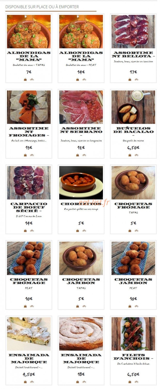La Terraza de La Cave à Jambon — carte page 1