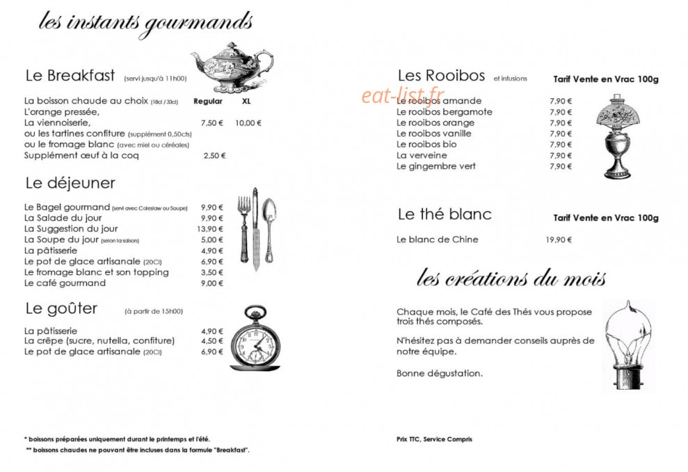 Le Café des Thés — carte page 2