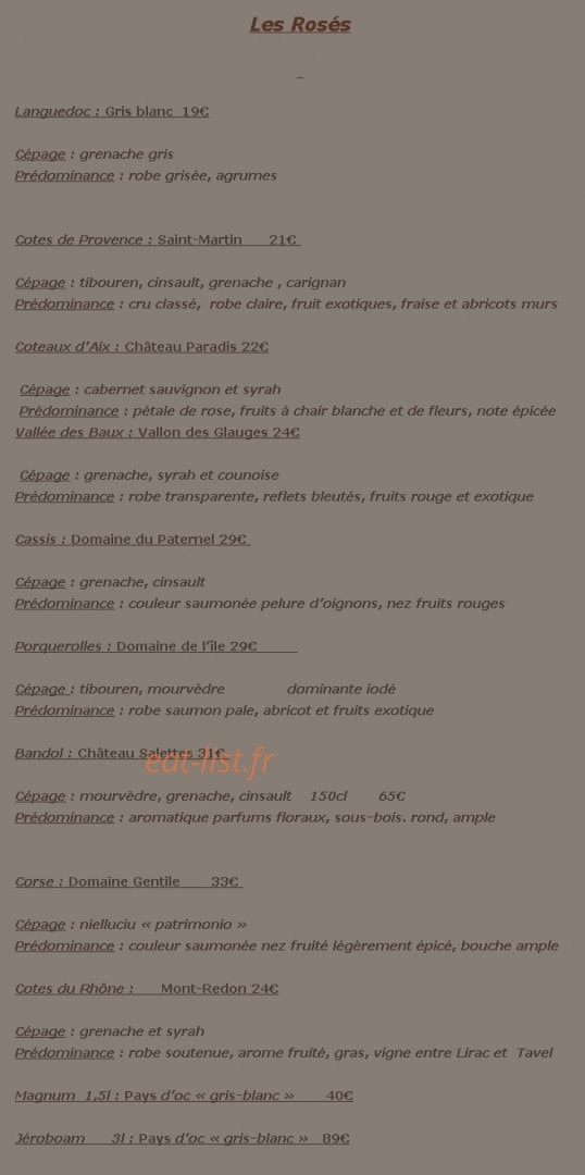 Le Comptoir Marseillais — carte page 7