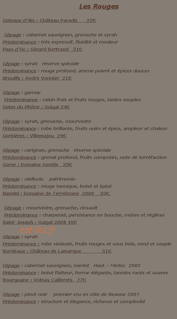 Le Comptoir Marseillais — carte page 8