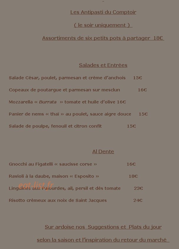 Le Comptoir Marseillais — carte page 1