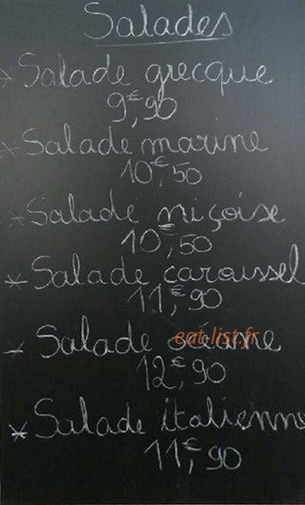 Carte et menu de Le lagon bleu à Marseille 8 — Salades