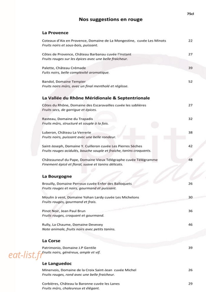 Le P'tit Jardin — carte page 5