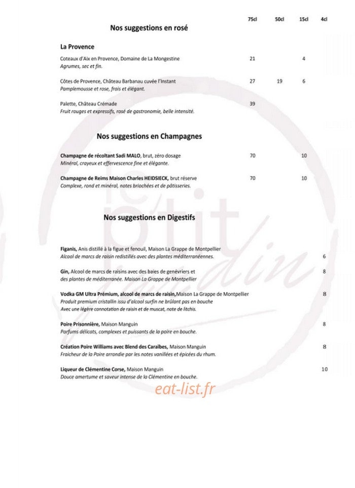 Le P'tit Jardin — carte page 7