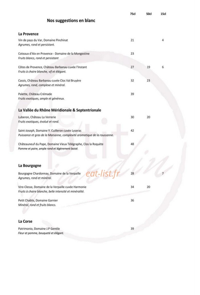 Le P'tit Jardin — carte page 6