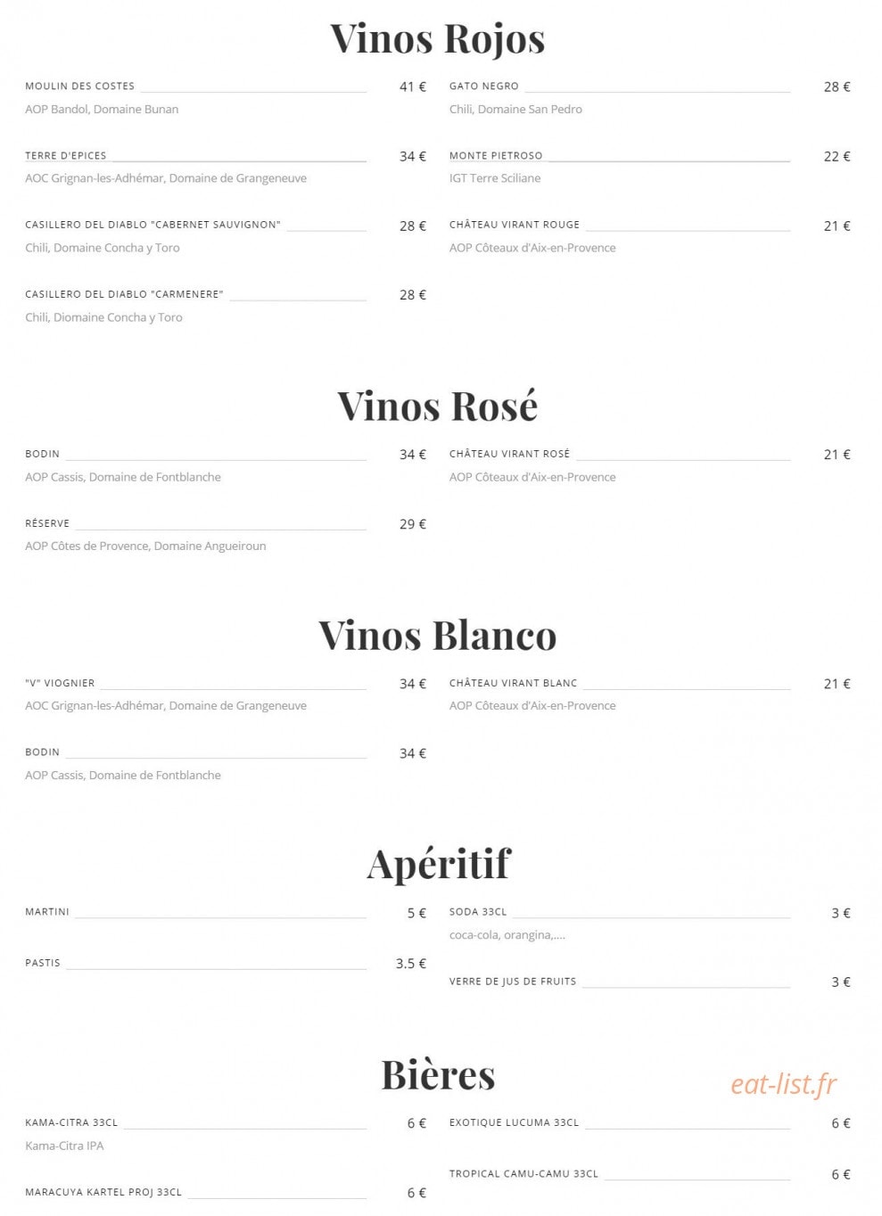 Les saveurs de Caracas — carte page 2