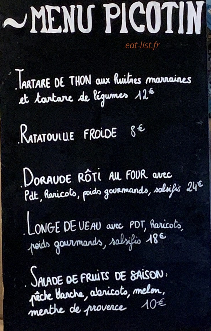 Menu Picotin — carte page 1
