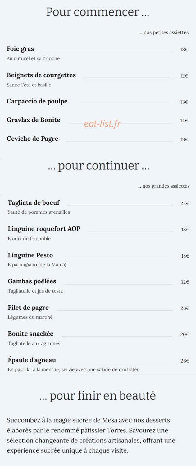 Mesa — carte page 1
