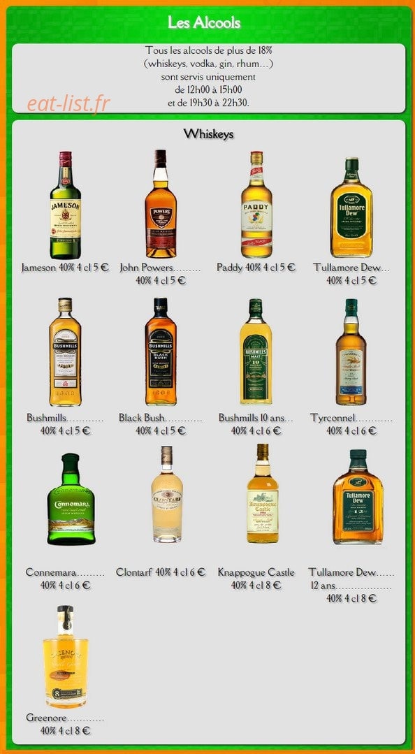 O'Brady's Irish pub — carte page 8