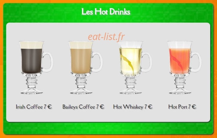 O'Brady's Irish pub — carte page 11