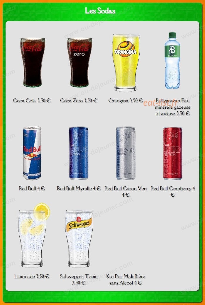 O'Brady's Irish pub — carte page 13