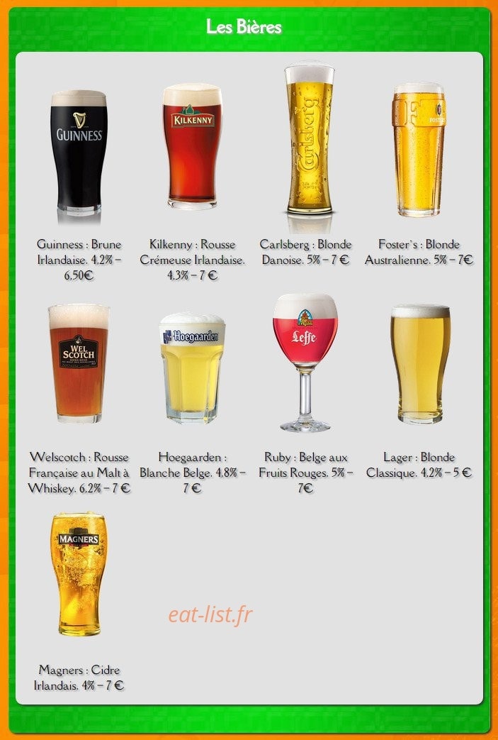 O'Brady's Irish pub — carte page 5