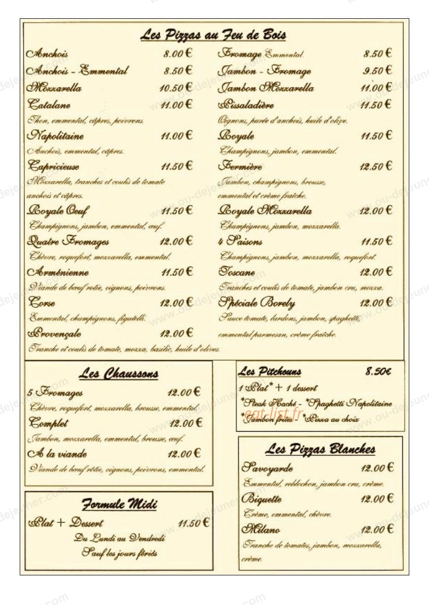 Pizza Borely — carte page 2