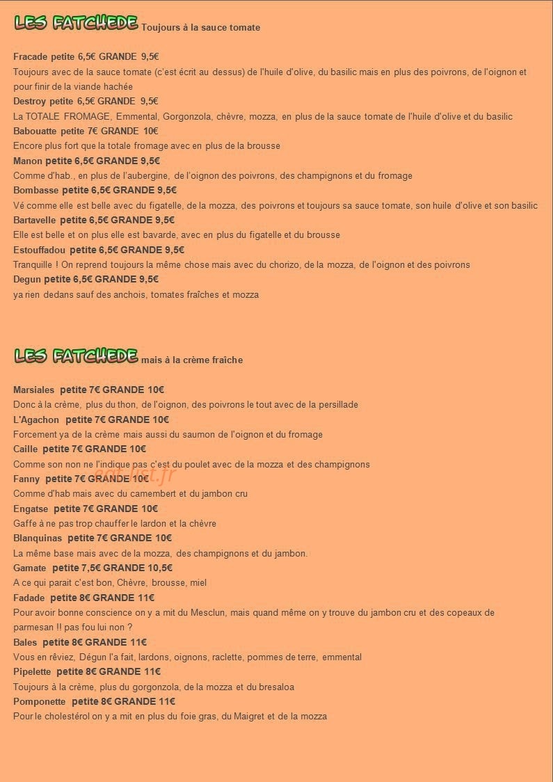 pizza chez degun — carte page 2