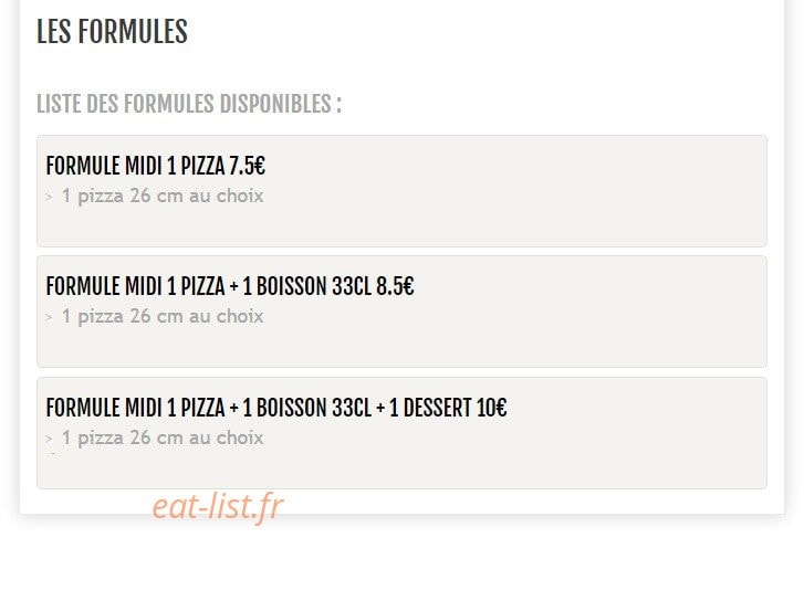 Pizza St Anne — carte page 1