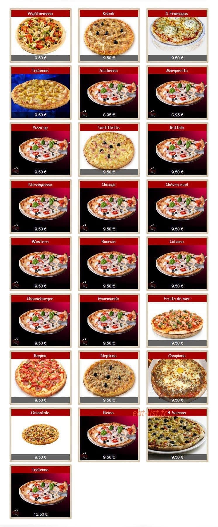 Pizza Up — carte page 1