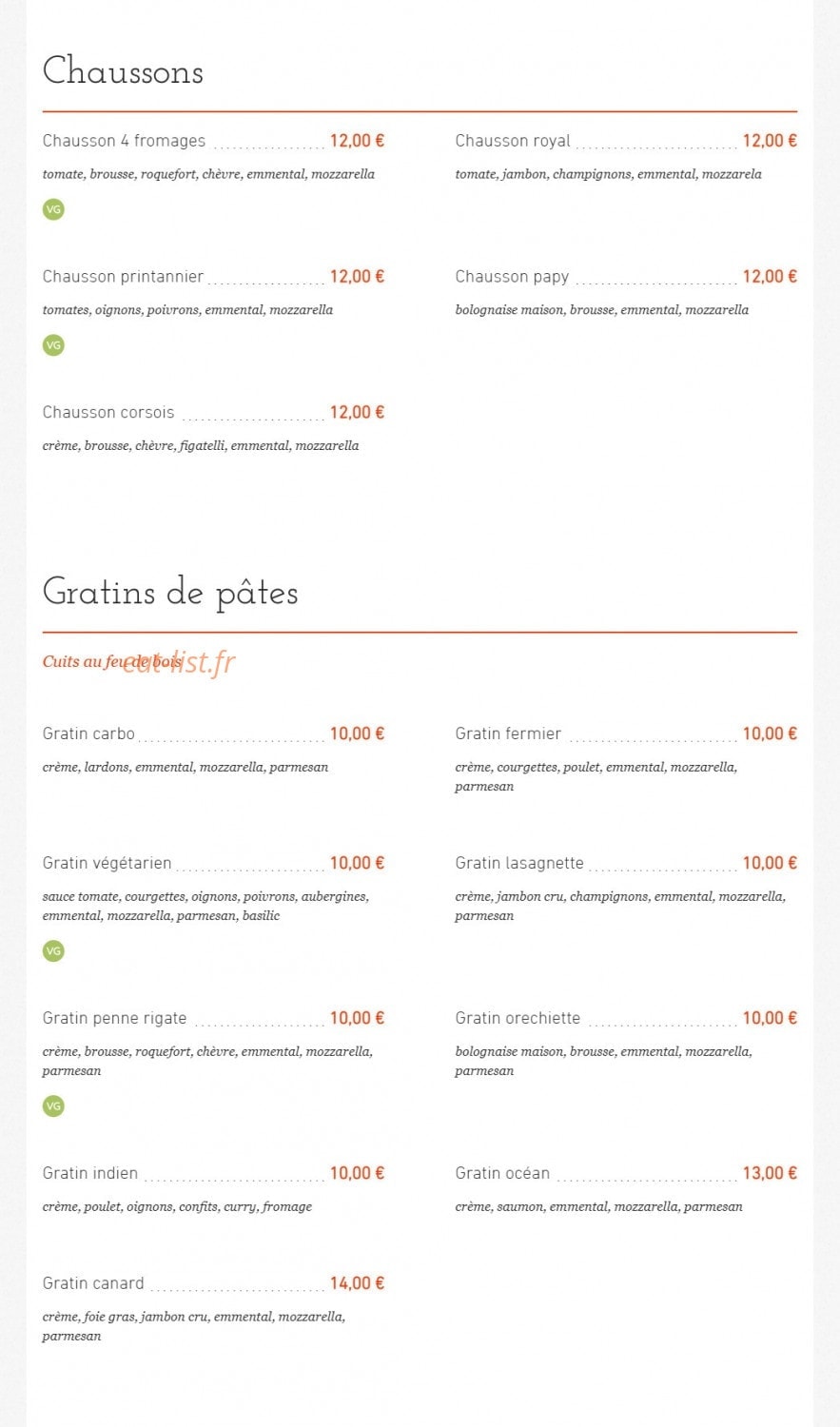 Pizzeria l'Artisanale — carte page 3