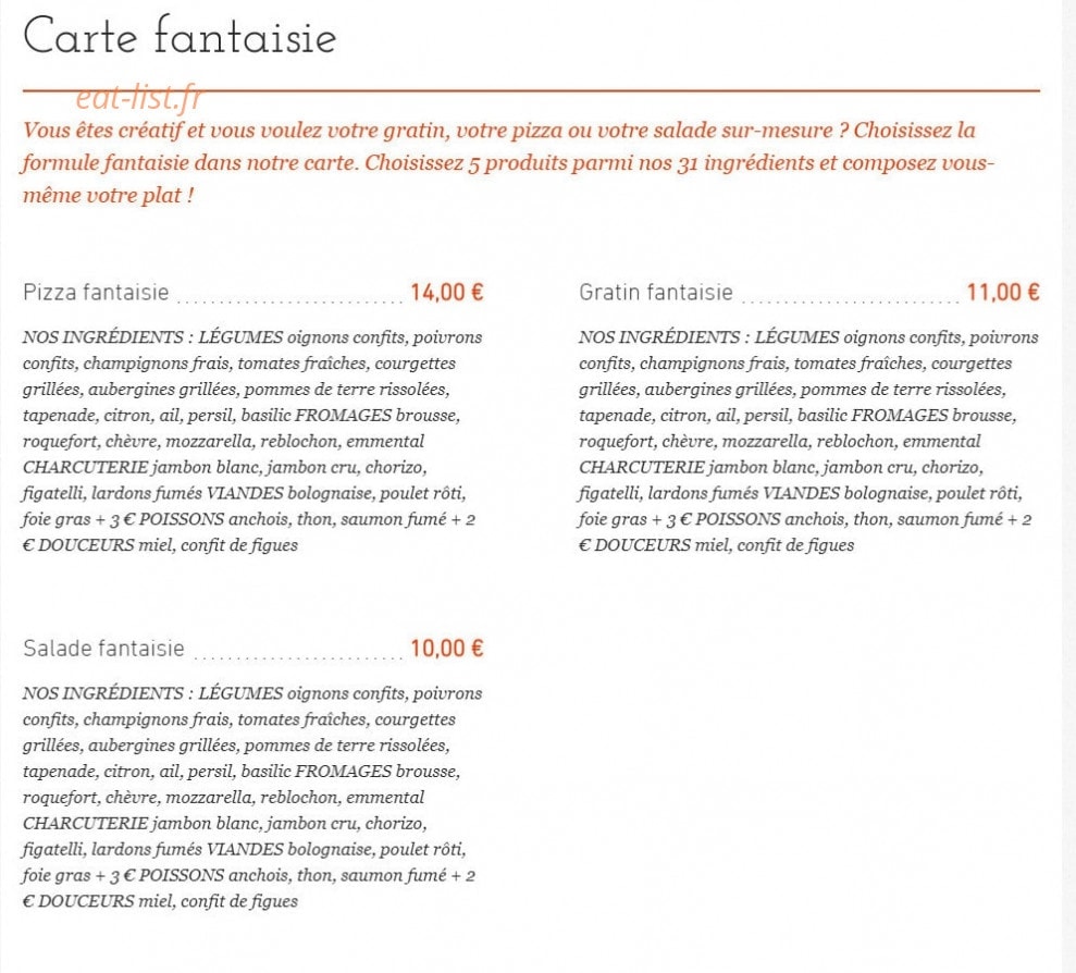 Pizzeria l'Artisanale — carte page 5