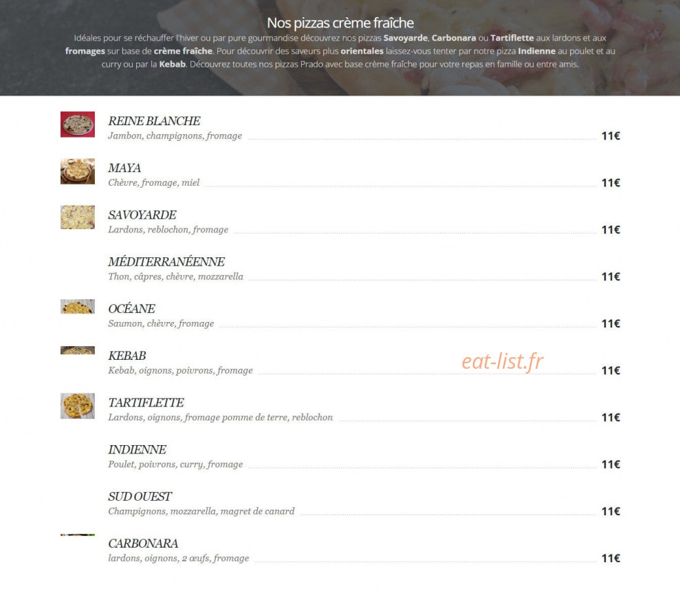 Prado Pizza — carte page 3