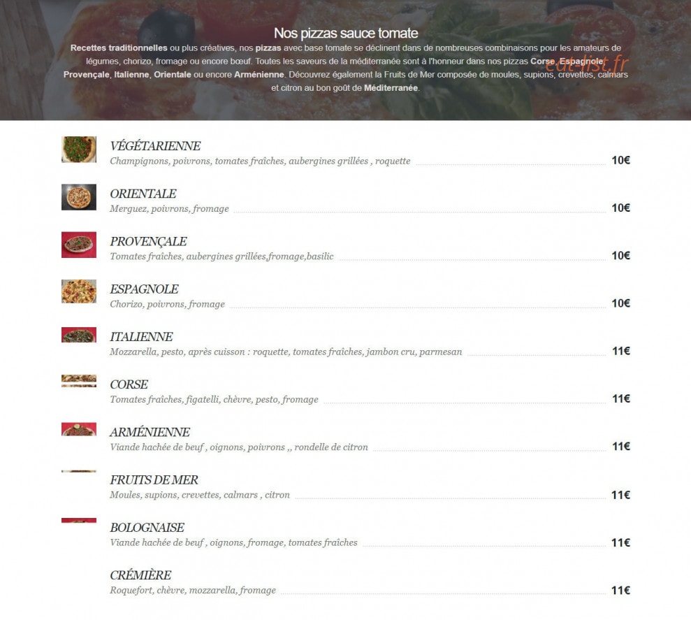 Prado Pizza — carte page 2