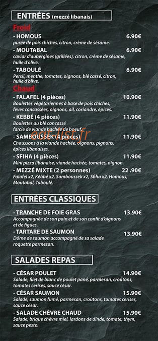 Steak Lounge — carte page 1
