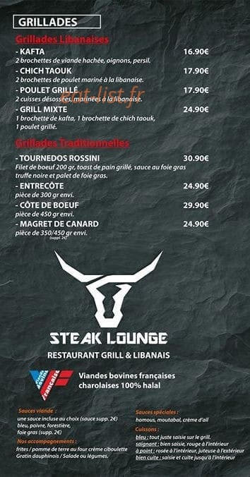 Steak Lounge — carte page 2