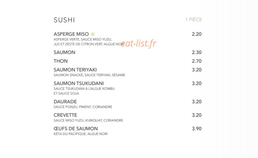 Sushi Shop — carte page 19