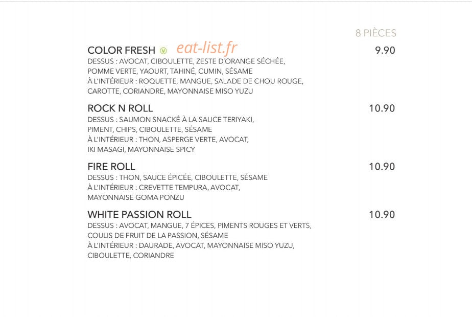 Sushi Shop — carte page 25