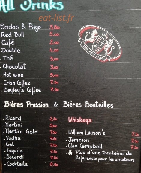 The Red Lion — carte page 3