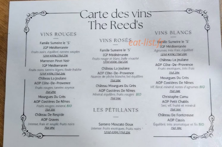 The Reed's — carte page 2