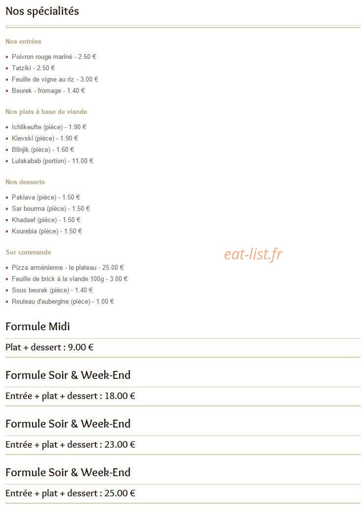 Trésors D'Arménie — carte page 1
