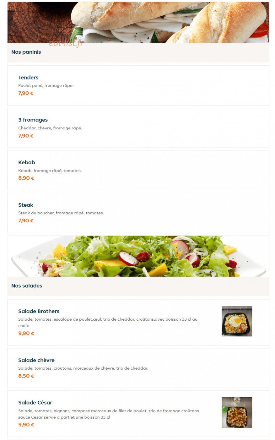Brothers burger — carte page 9