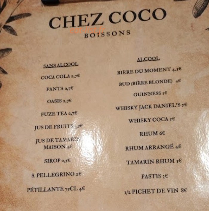 Chez Coco — carte page 2