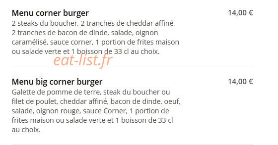 Corner Burger — carte page 6