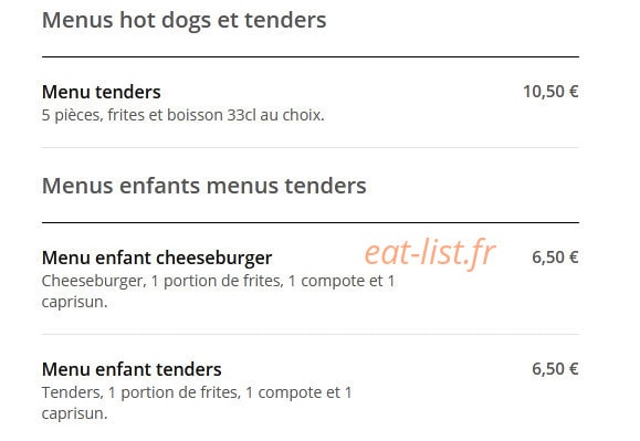 Corner Burger — carte page 1