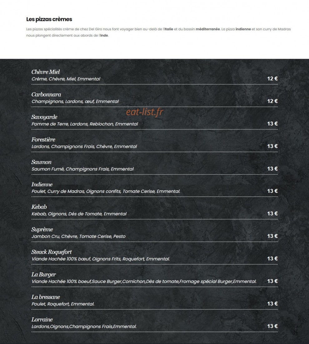 Del Giro Pizza — carte page 2