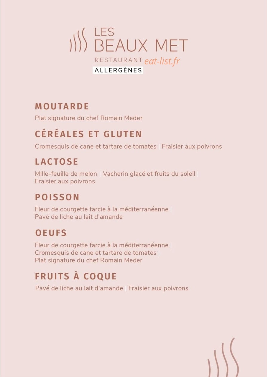 Des Beaux Mets — carte page 4
