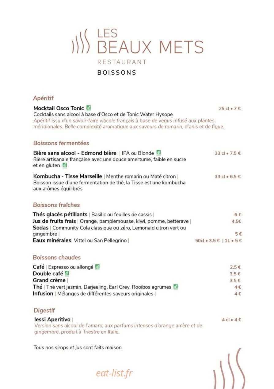 Des Beaux Mets — carte page 3