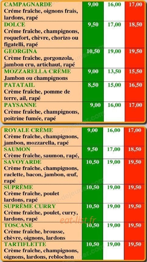 Douce pizza — carte page 2