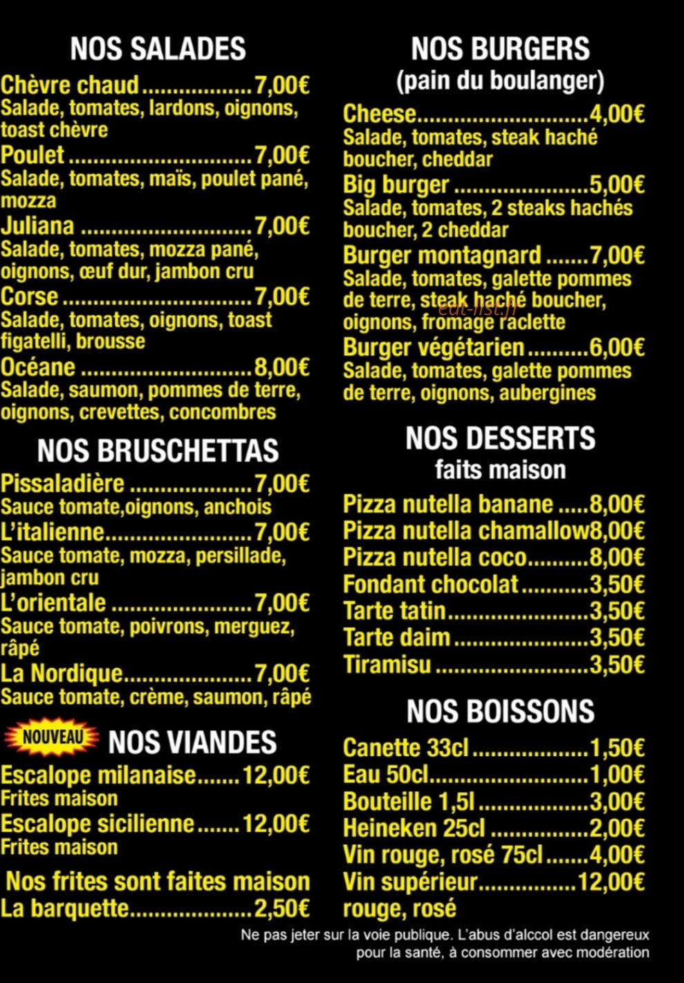 Juliana Pizza — carte page 2