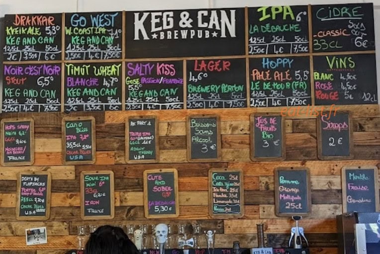 Keg & Can — carte page 1