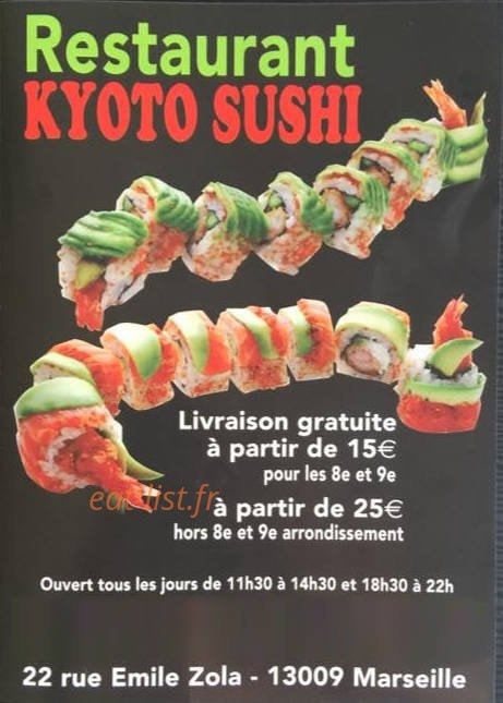 Kyoto sushi — carte page 1