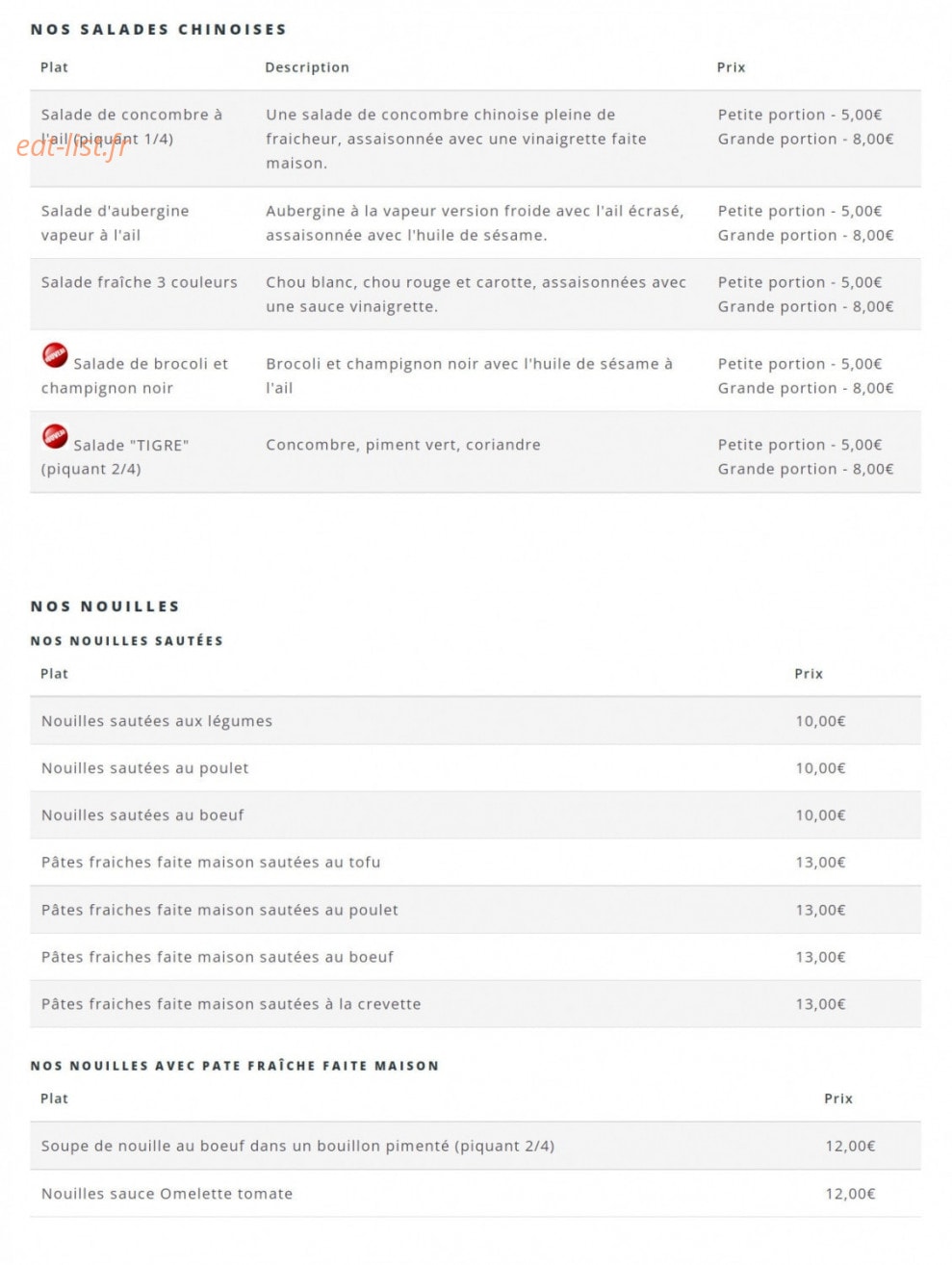 La Maison Des Raviolis — carte page 2