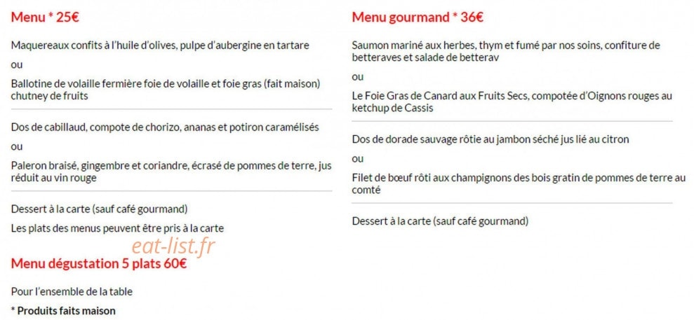 La table du chef — carte page 2