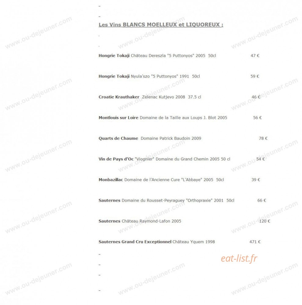 La table du chef — carte page 4