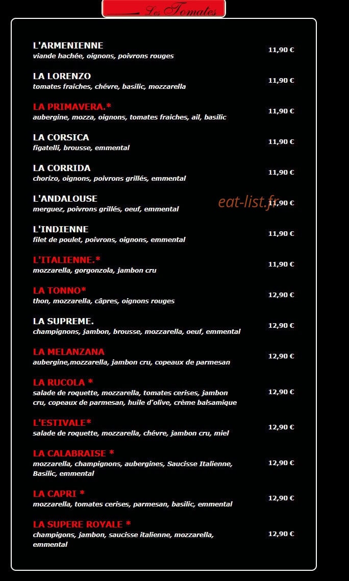 Lorenzo Pizza — carte page 1